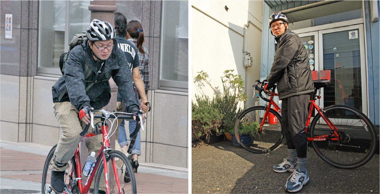 自転車ツーキニスト　松尾さん　通勤風景写真