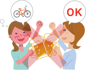 自転車も飲酒運転禁止！　イラスト