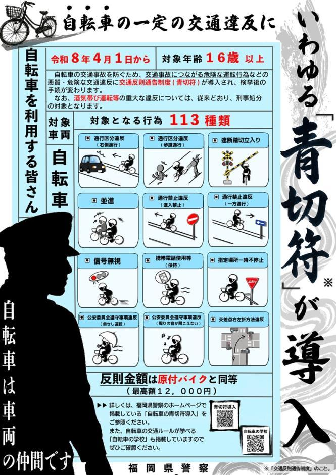 自転車の一定の交通違反に青切符が導入